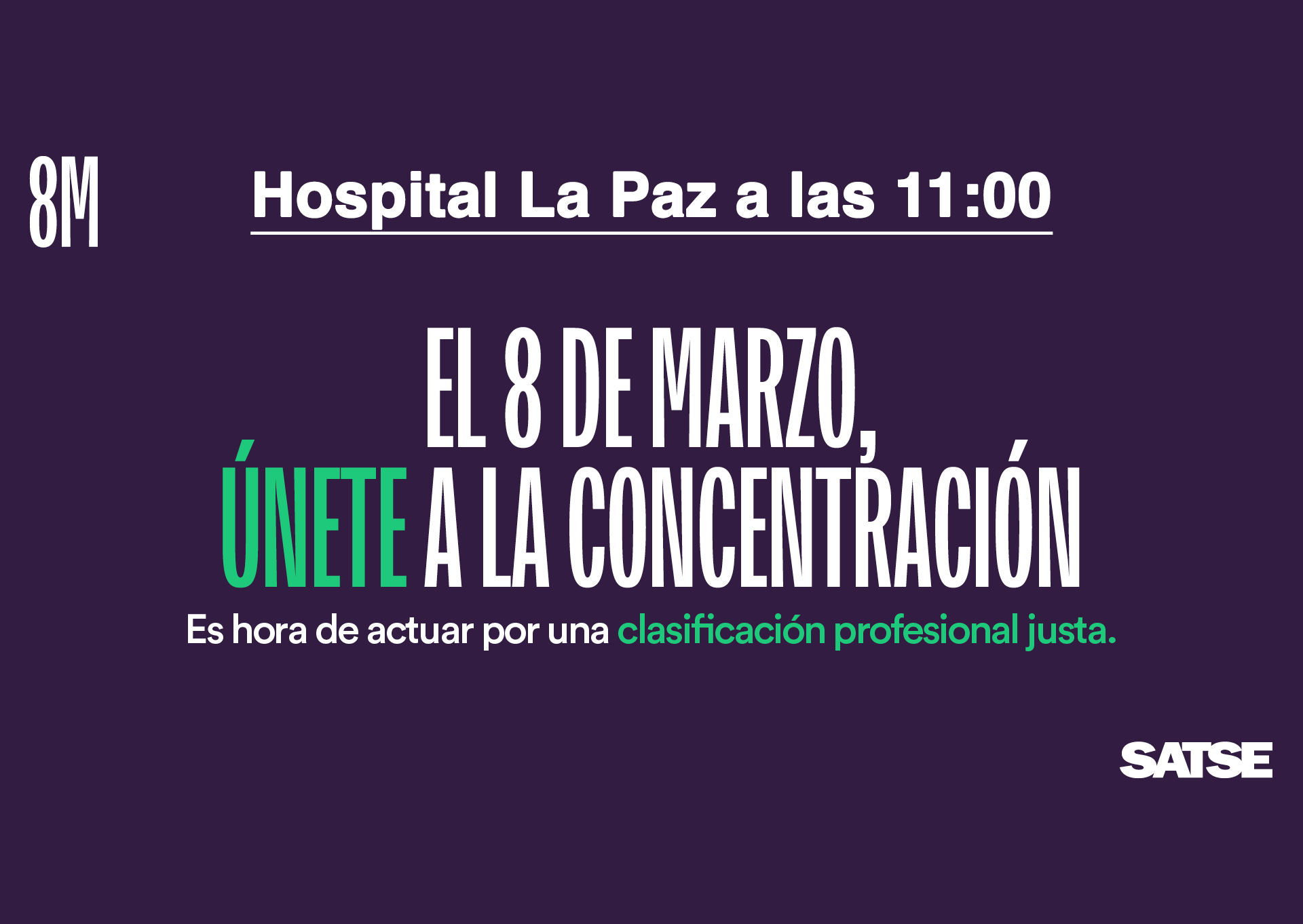 Cartel concentración 8M en La Paz