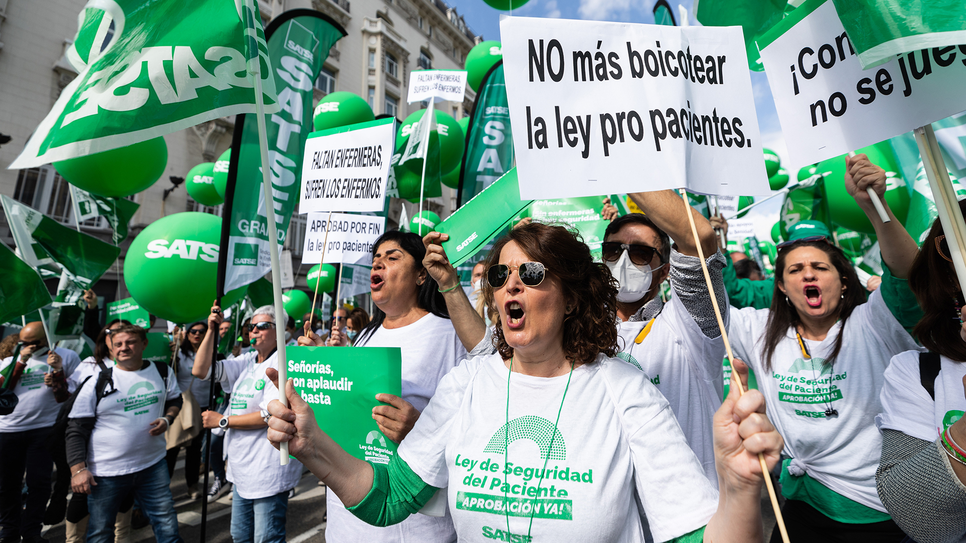 Protesta de SATSE por la Ley de Seguridad del Paciente (también conocida como la Ley de Ratios Enfermeras)