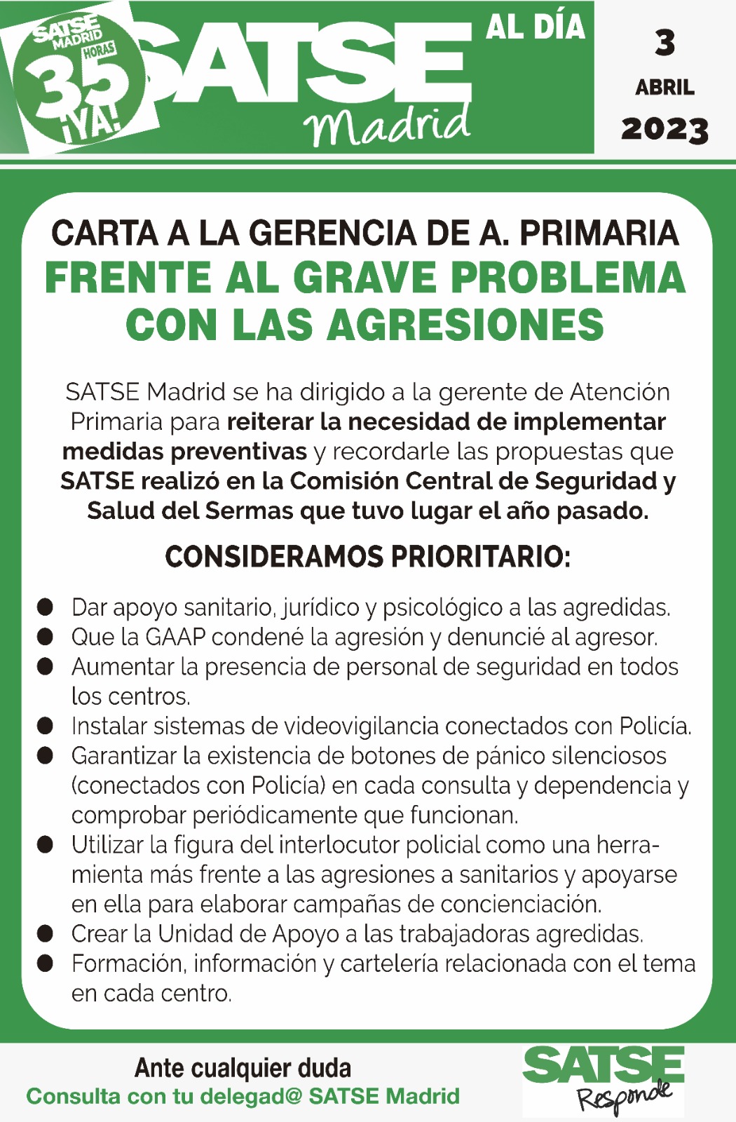 carta a gerencia Ap agresiones