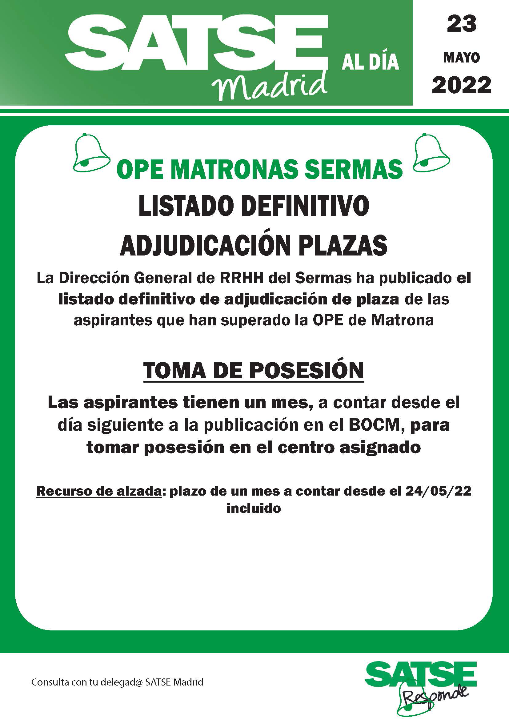 SATSE-Inf-OPE-Matrona-asignacion-plaza
